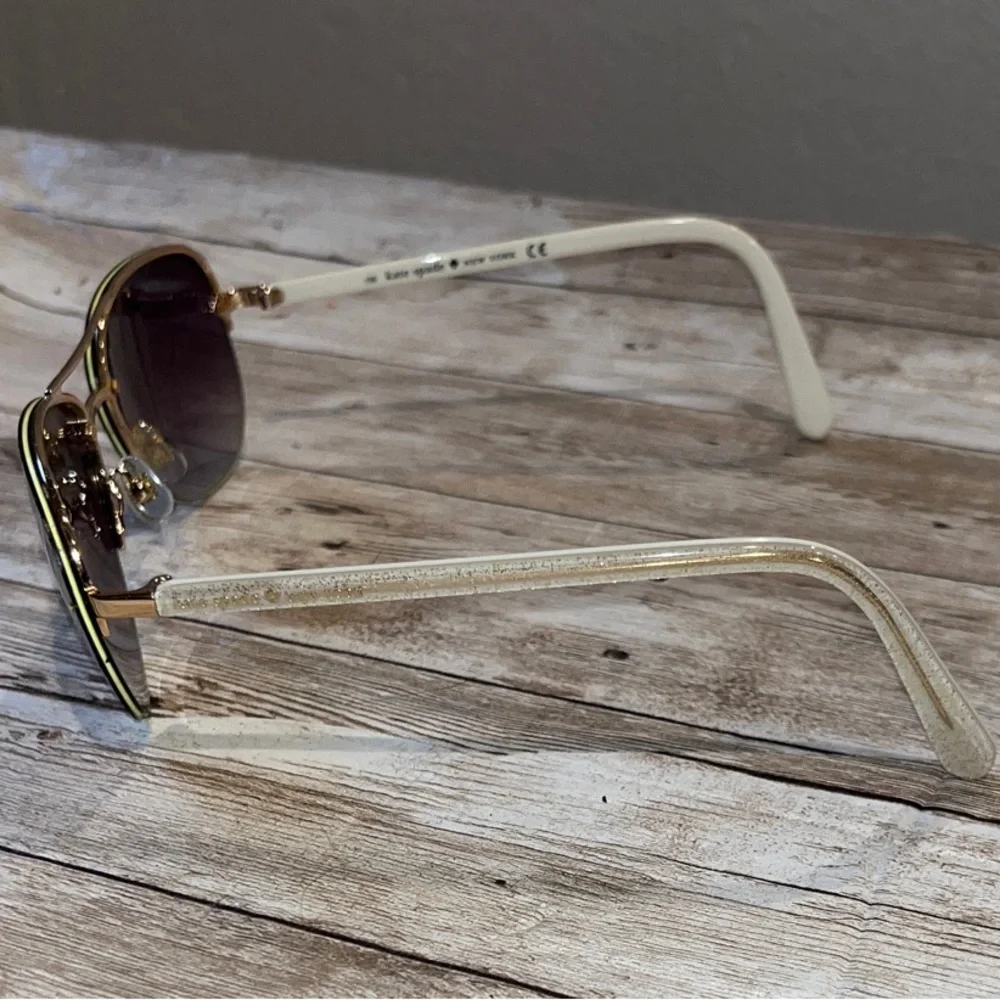 Kate spade Beryl/S small aviator Sunglasses white/gold glitter & gradient lens